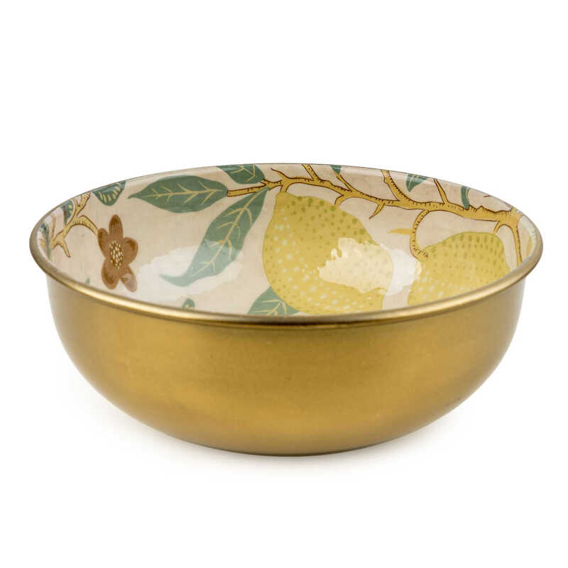 Decorative Trinket Bowl Vintage Fruits Metal Gold D:20cm