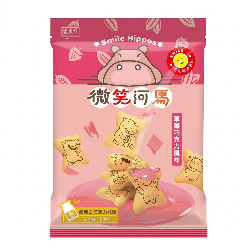 Triko White Smile Hippos Biscuits Strawberry Flavour 60G