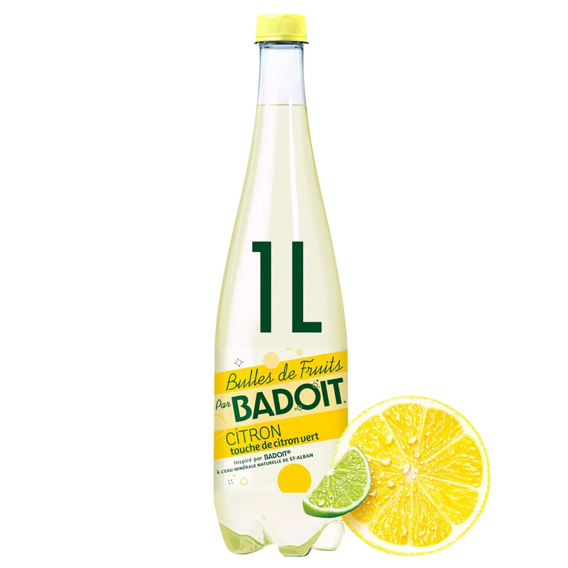 Eau Gazeuse Aromatisée Citron Citron Badoit Bulles De Fruits La Bouteille De - vue 1