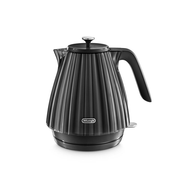 De'longhi Ballerina 1.7L Kettle, Rapid Boil, Plissé Texture, Furnace Black - KBD3001.
