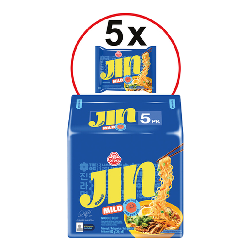 Ottogi Jin Ramen Mild Mehrpack 120 g x 5