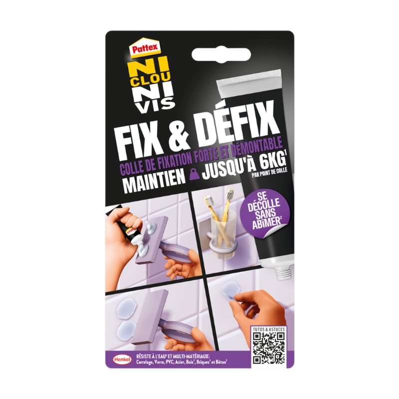Colle fixation pattex ni clou ni vis fix & defix tube 44g - vue 2