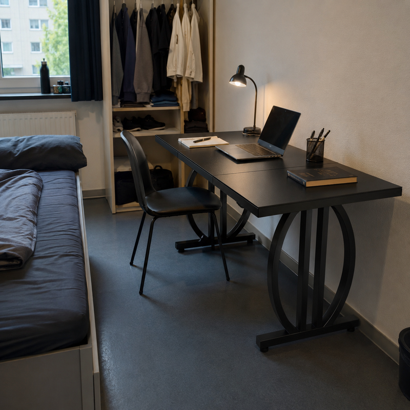 LANTINE vergadertafel voor 4-6 personen, 160 x 80 cm, rechthoekige tafel met stevig metalen frame, moderne industriële meubels voor studeerkamer en slaapkamer, geschikt voor thuiskantoor (zwart)