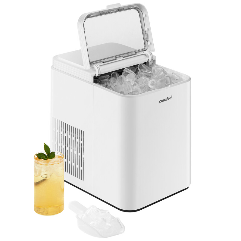 RCI12WH1UK(E) Countertop Ice Maker, 12kg in 24H, 8 Ice Bullets in 6-9 minutes, 2 Bull