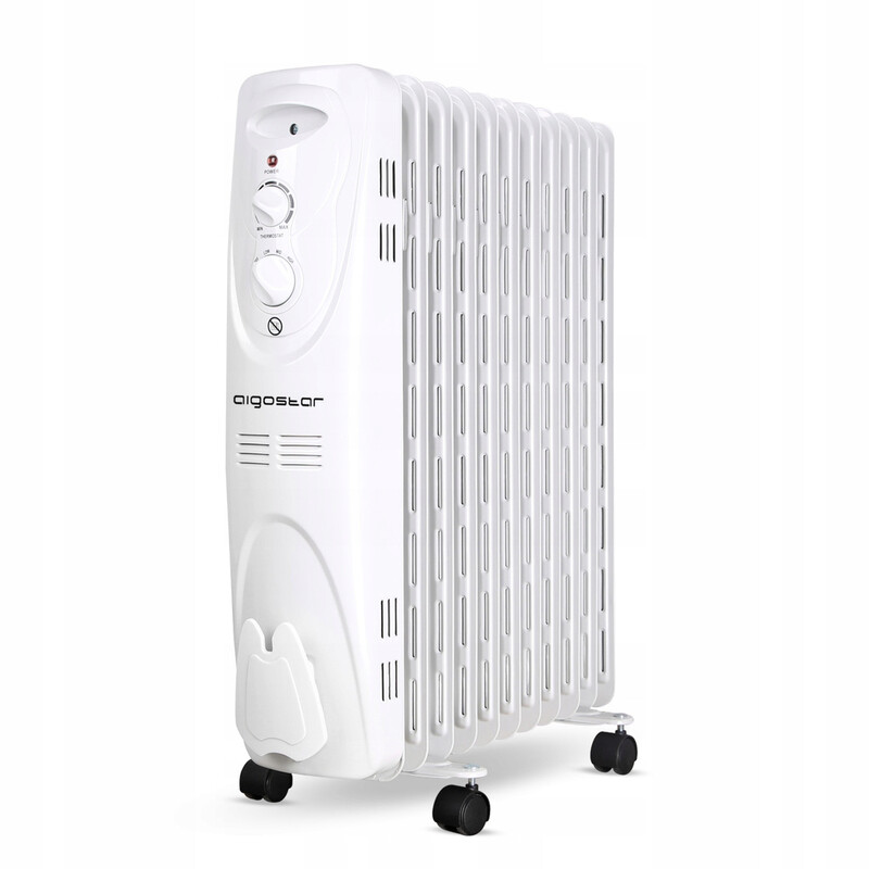 Aigostar 11-Fin Ölradiator, 2300 W, 3 Heizstufen, Einstellbares Thermostat, Überhitzungs- & Kipp-Schutz, Weiß