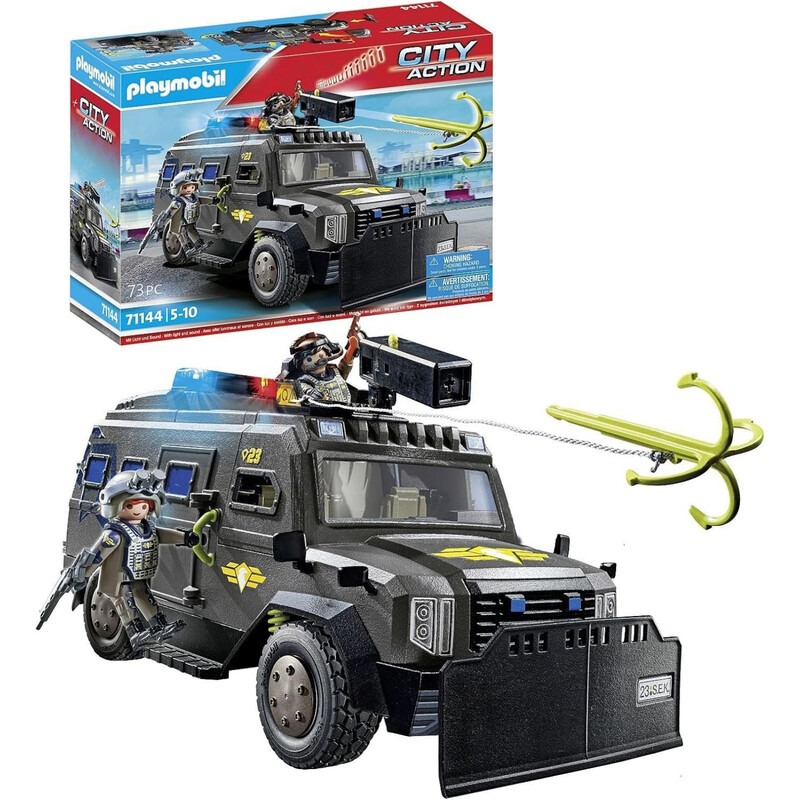 PLAYMOBIL City Action SWAT Offroad-Fahrzeug mit Licht und Sound, Spielzeug für Kinder ab 5 Jahren, 71144