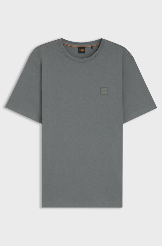 BOSS Cotton Jersey T-Shirt with Logo Patch - Grey