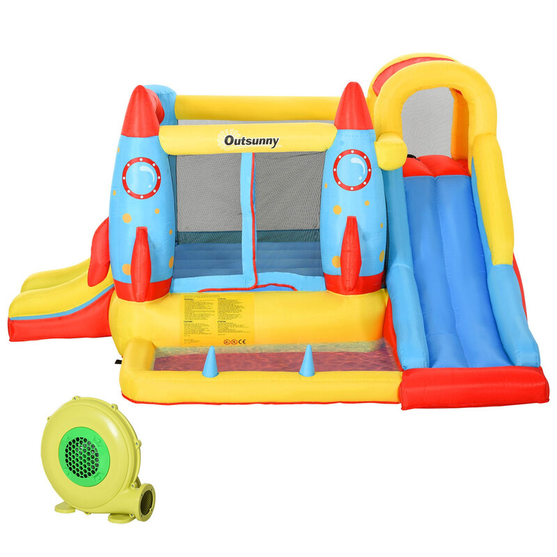342-025V70 Outsunny Bouncy Castle, 3 in 1 Inflatable Bounce House with Dual Slides, T