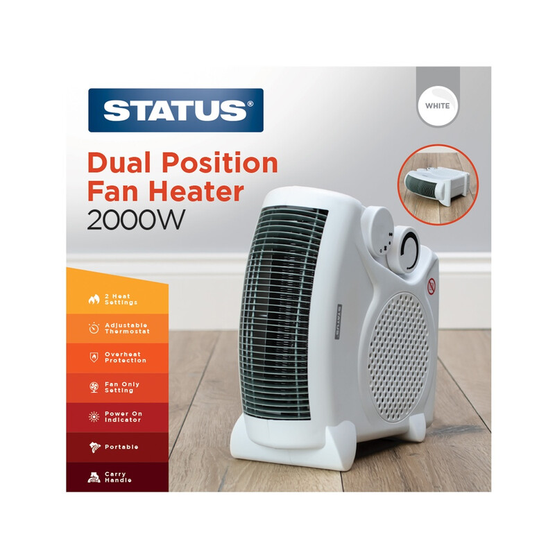 Status White Dual Position Fan Heater, 2000W, 2 Heat Settings With Adjustable Thermostat, - Image 11
