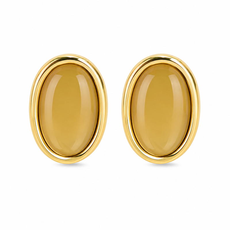 Boucles d'oreilles VoxorAI style européen et américain, pierres œil-de-chat géométriques marron, clous d'oreilles, accessoires d'oreilles, toutes
