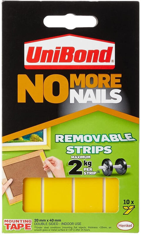 Unibond No More Nails Removable Strips 10 pk