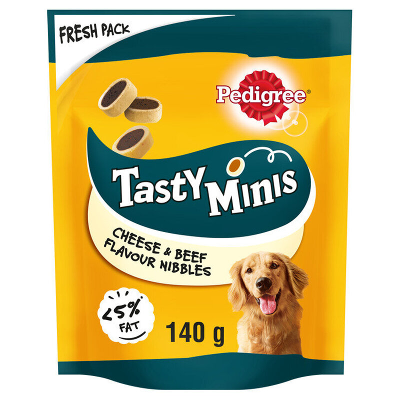 Tasty Minis Adult Dog Treats Cheese & Beef Nibbles 140g