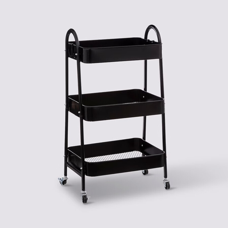 5five Metalen Trolley - Zwart, 3-laags, 44 x 32 x 78 cm
