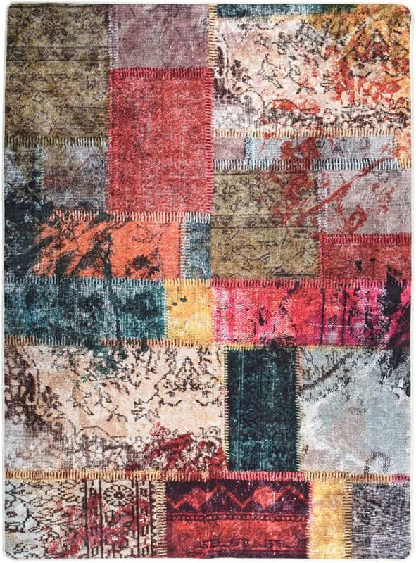 vidaXL Wasbare Fluwelen Tapijt - Patchwork, 120 x 180 cm, Multikleur