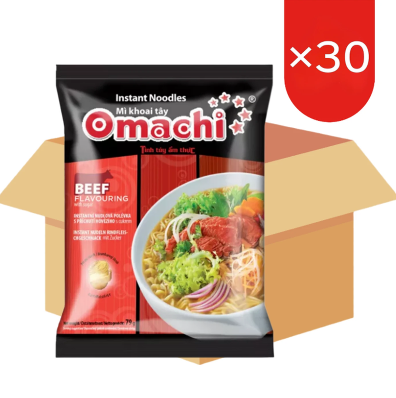 Omachi Instant-Kartoffelnudeln, Geschmortes Rindfleisch, 30 x 79 g (1 Karton)
