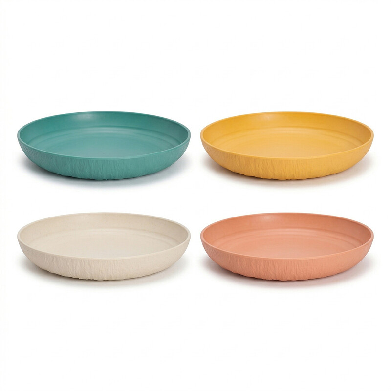 SEEDS Set mit 4 Weizenfaser-Speisetellern, umweltfreundliche 9-Zoll-Speiseteller, mit getrenntem Design für das Abendessen