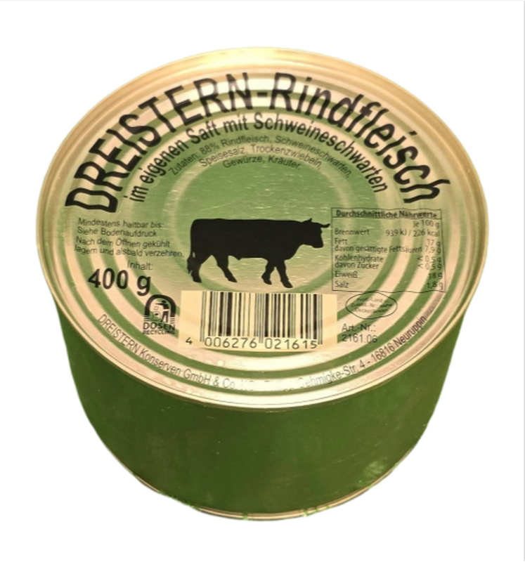 Dreistern Rindfleisch im Eigenen Saft 400 g