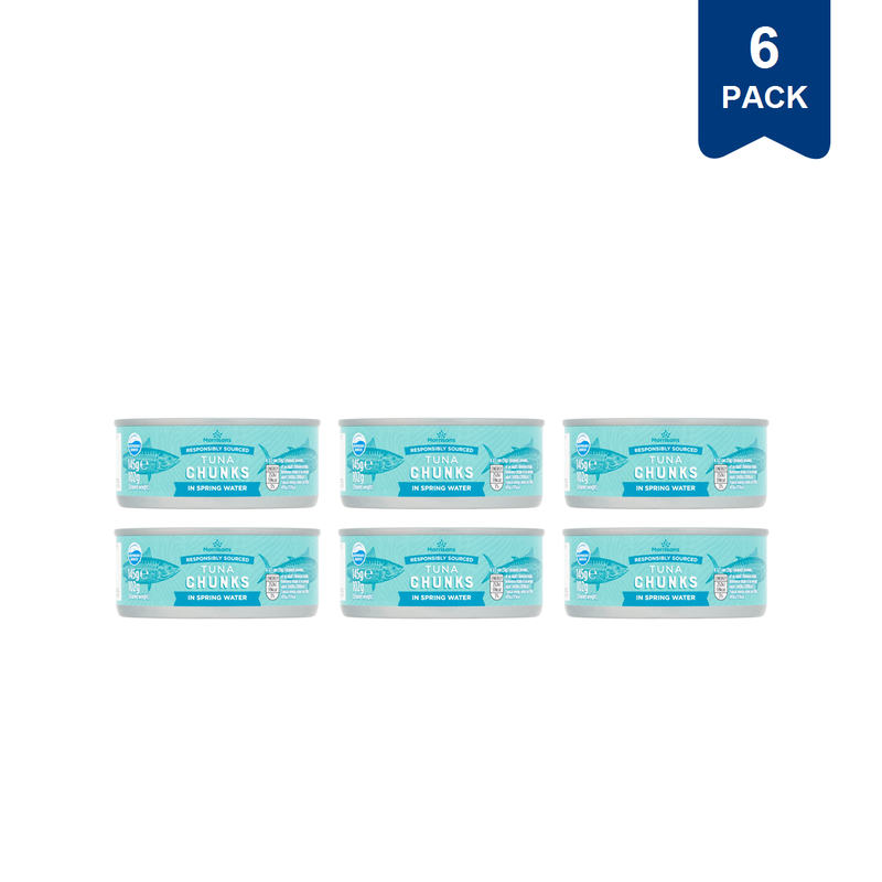 Morrisons Fad Free Tuna Chunks In Spring Water 145g (6 Packs)