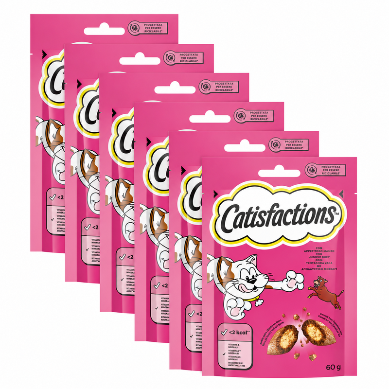 Catisfactions Kattensnacks Rundvleessmaak 6 x 60 g