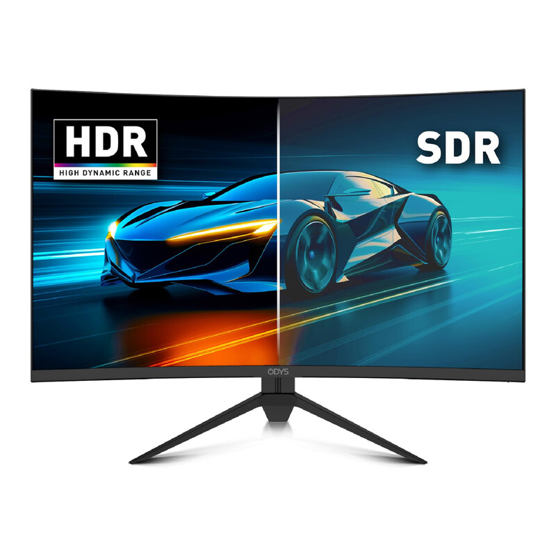 ODYS XP32-X 32 Zoll Curved Gaming Monitor 2560 × 1440 WQHD 180 Hz 1 ms HDMI 2.1 DisplayPort Schwarz [Energieeffizienzklasse F]