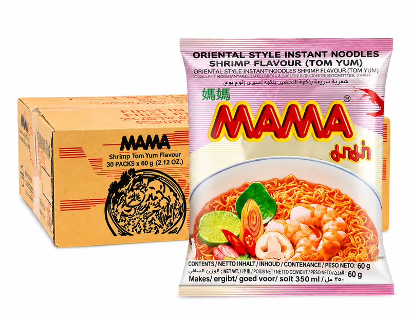 MAMA Nouilles Instantanées Saveur Crevette Tom Yum 30*60 g (Boîte)
