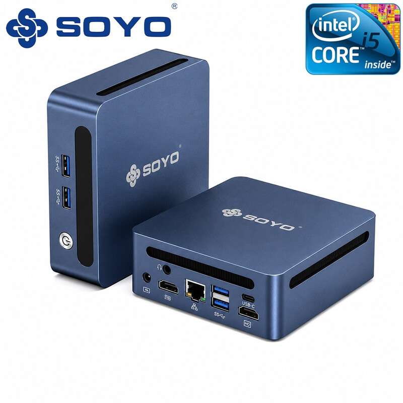 SOYO Y5Pro Mini PC, Intel Core i5 8250U/8350U Prozessor Mini PC Windows 11 Pro, 8 GB DDR4 256 GB SATA SSD Mini Computer | BT5.2 | Wi-Fi 5