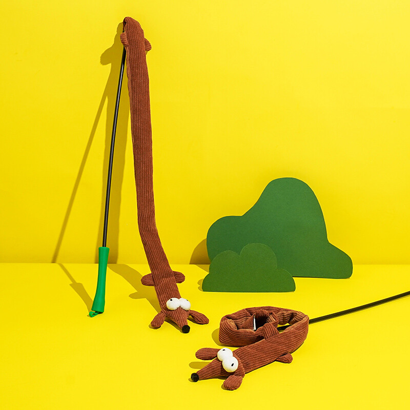 Dachshund Shaped Cat Teaser Toy, Plush Bite Resistant, Interactive Self-Play Cat Toy