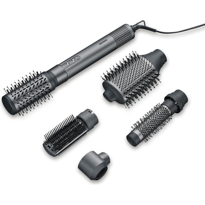 Severin 5-in-1-Airstyler, Warmluft-Hairstyler, Ionen-Föhn, Stylingbürste mit Airflow Technologie, 5 Aufsätze, besonders leicht und kompakt, 1.500W, S-Style Multi-Styler, anthrazit, WL 0683