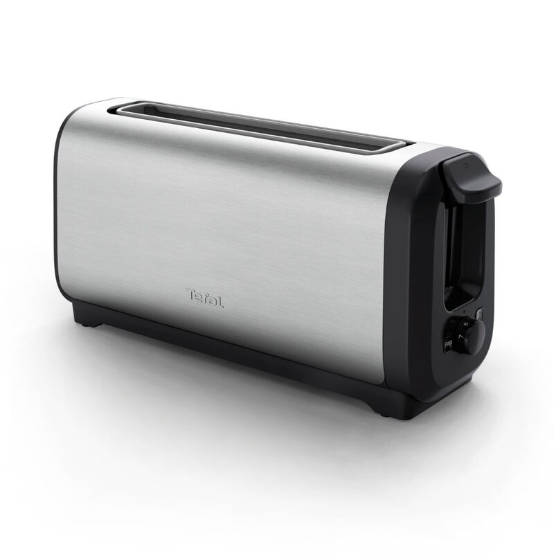 Tefal Subito Long-Slot Toaster with 7 Browning Levels for Faster Toasting, Black & Inox Finish, Compact Design