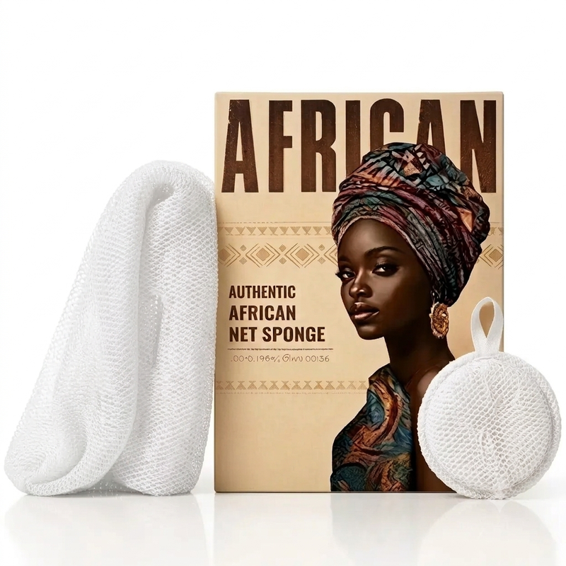 persoonlijke verzorging-Afrikaanse netspons-70 g-witte spons en witte gezichtsscrub