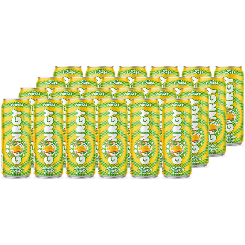 Gönrgy Miami Splash Energy Drink, 24 x 0.5l Dose, Erfrischender Energy Drink mit fruchtigem Geschmack für mehr Vitalität