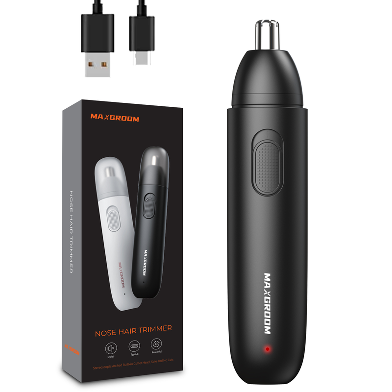 MAXGROOM Nasen- & Ohrenhaartrimmer für Herren, USB-aufladbarer Nasenhaartrimmer, wasserdichter abnehmbarer Kopf, kompakter Präzisionstrimmer für Nasen-, Ohren- und Augenbrauenhaare, Reise-Pflegegerät