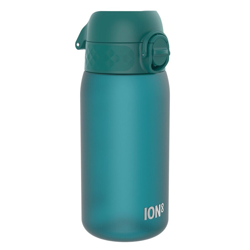ION8 Waterfles voor kinderen, 350 ml/12 oz, lekvrij, eenvoudig te openen, veilige vergrendeling, vaatwasserbestendig, BPA-vrij, draaggreep, hygiënische flip-dop, eenvoudig te reinigen, geurloos, CO₂-neutraal, Aqua Blue
