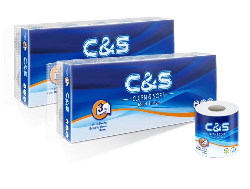 Toilet Paper Stock-Up Bundle: C&S Toilet Tissue, 3-Ply, 140 g, 20 Rolls, Soft, Durable, Family Economical Pack