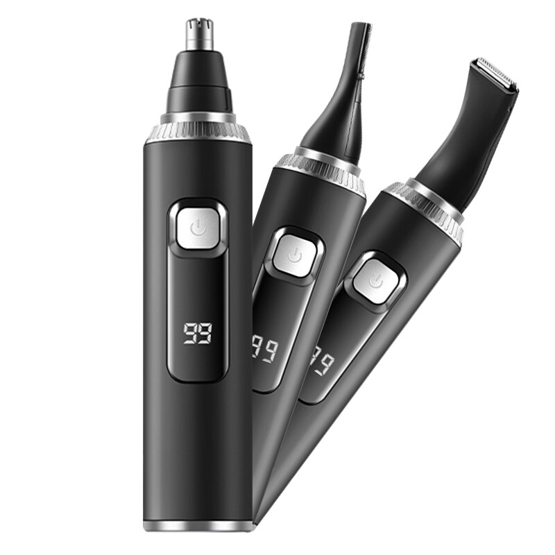 3-in-1 Ear and Nose Hair Trimmer – LED Display | 8500 RPM High-Speed Motor | IPX7 Wat