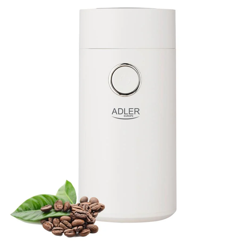 ADLER AD 4446ws Elektrische Kaffeemühle 75 Gramm 1 Einheit Weiß Sicherheitsverriegelung Metall-Kaffeebehälter