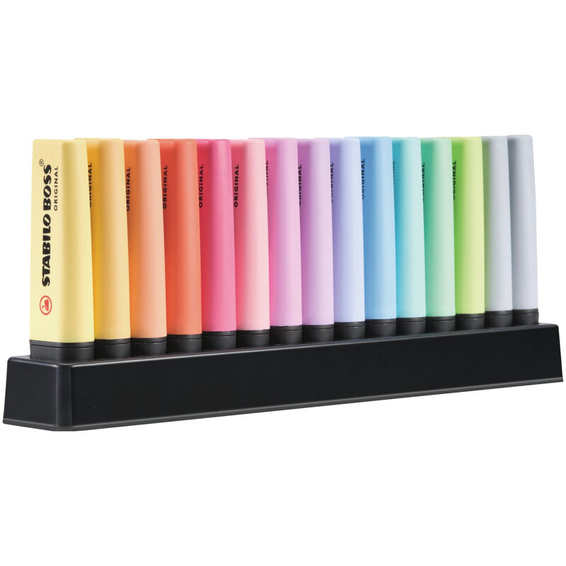 STABILO BOSS ORIGINAL Pastel - Markeerstift - Bureau-set van 15 - met 14 pastelkleuren