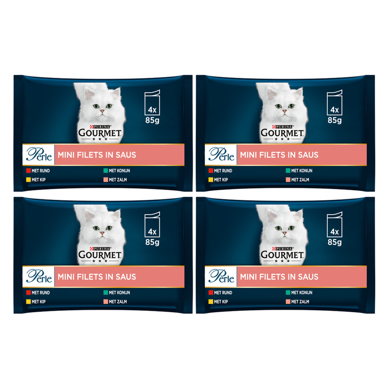 Gourmet Perle Mini filets en sauce Bœuf, poulet, lapin et saumon Multipack 350 g * 4