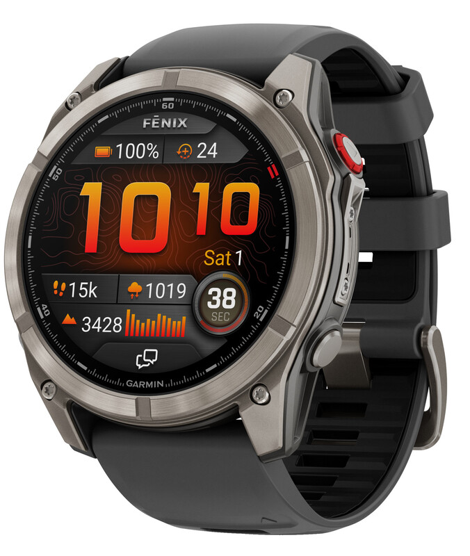 GARMIN Fenix 8 PRO - 47 mm AMOLED saffier titanium smartwatch - grafiet siliconen bandje