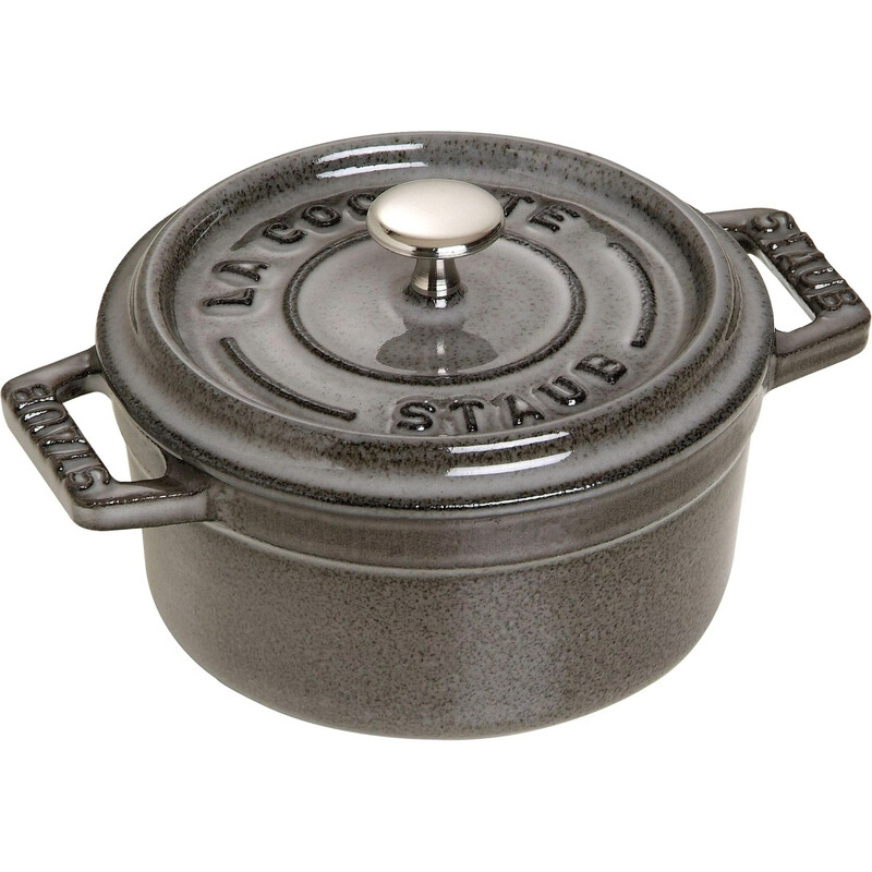STAUB Mini runde emaillierte Gusseisen-Cocotte, 10 cm, Graphitgrau, Gusseisen-Innenraum/Schwarzglasur/Induktionsgeeignet/Backofengeeignet bis 250 °C/Spülmaschinenfest