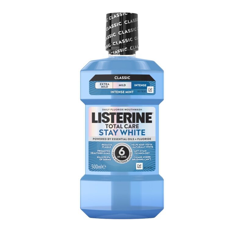 Listerine Total Care Stay White Intense Taste Classic Mouthwash 500Ml