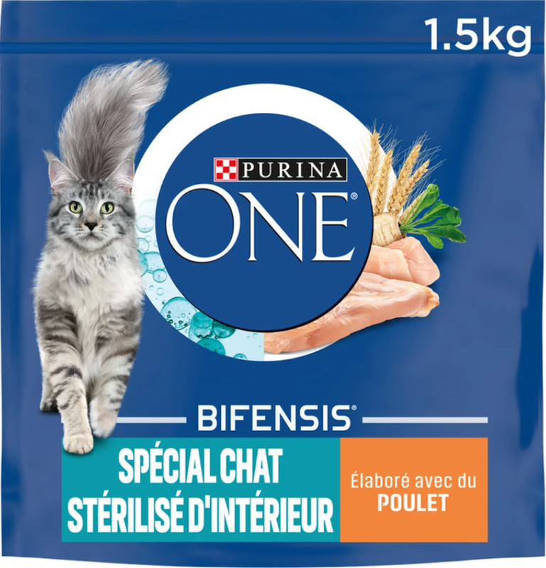 Croquettes Pour Chat Adulte Stérilisé Intérieur Poulet One Le Sac D'1 5kg