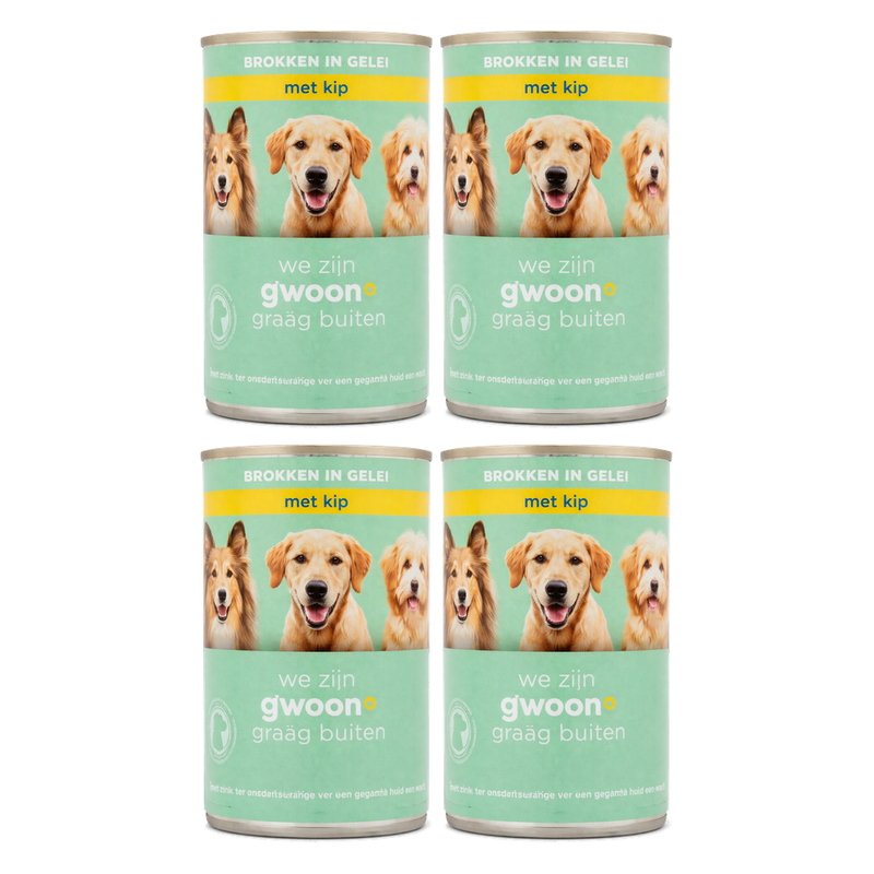 g'woon Bouchées en gelée au poulet pour chien adulte 415 g * 4