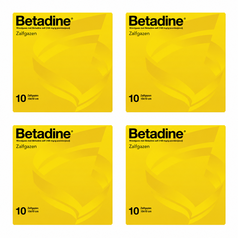 Betadine Gazepleisters 10 × 10 cm 4-Pack