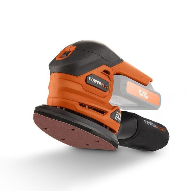 POWERPLUS POWDP50200 20 V Dual Power Handpalmschuurmachine - Delta Schuurpad, Stofopvangzak
