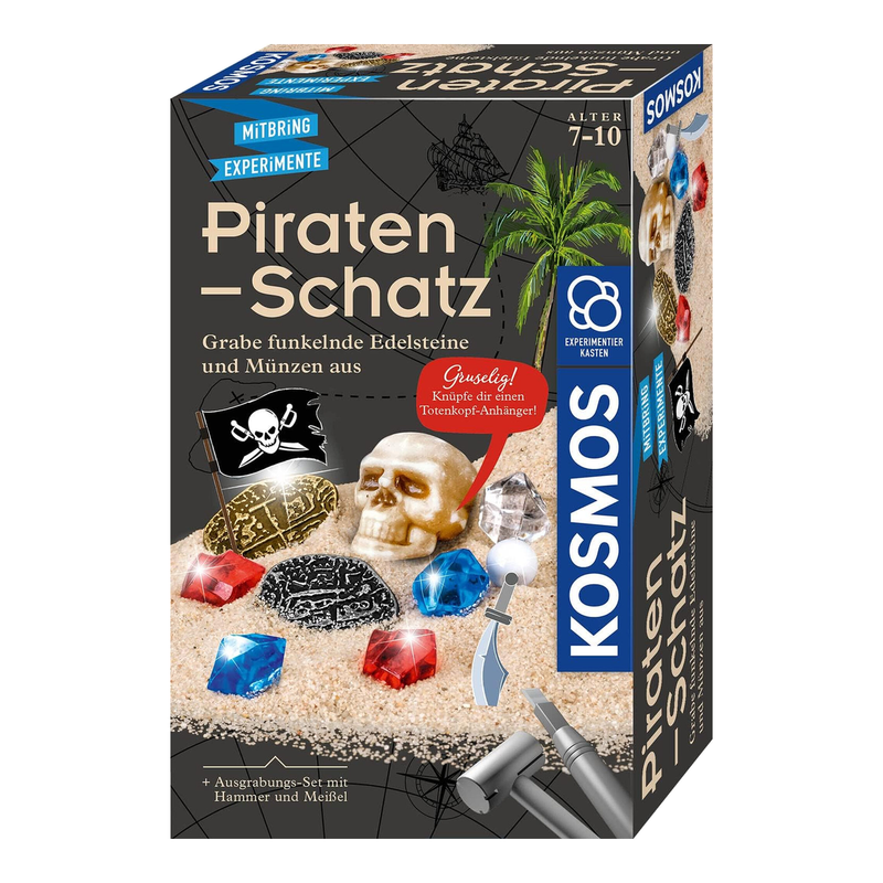 KOSMOS 657888 Piraten-Schatz Experimentierset, Ausgrabungs-Set für Kinder ab 7 Jahren, Schatzsucher, Fundstücke, Gipsblock, Geologie, Mitbringsel, Geschenk