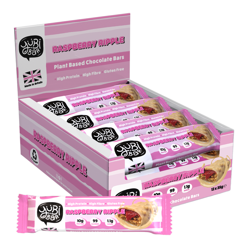 Yubi Bar Protein Nutrition Bar Protein Bars Raspberry Ripple Flavour - 12 X 35G