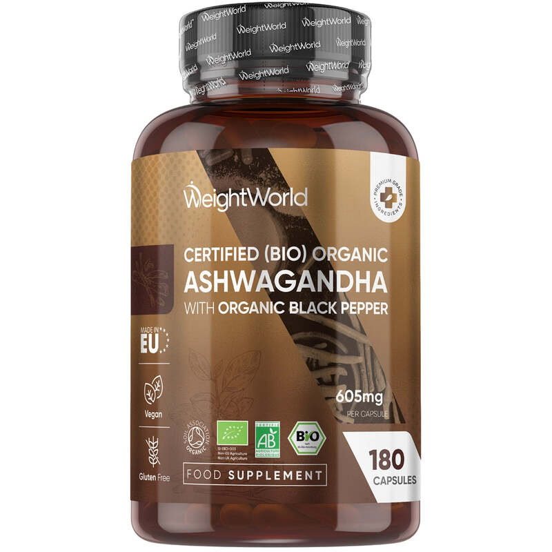 WeightWorld Bio-Ashwagandha mit schwarzem Pfeffer 605 mg 180 Kapseln
