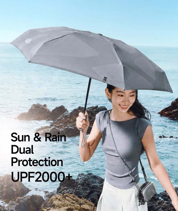 Beneunder 2-in-1 Pouch Doubles as a Wearable Bag Umbrella,UPF50+,Gray