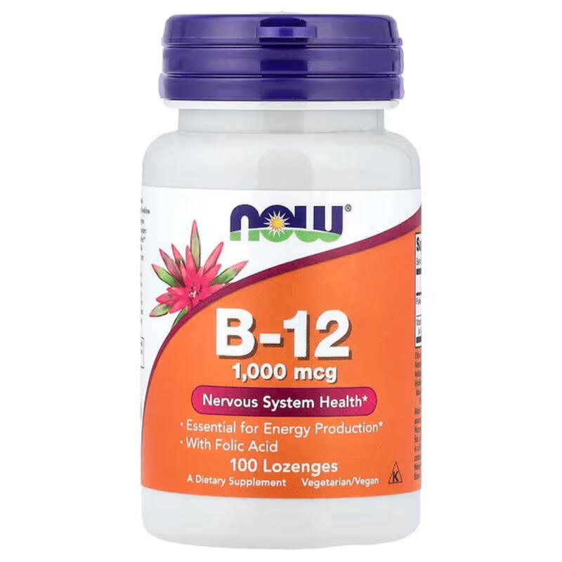 NOW Foods Vitamin B12 Energy Metabolism 1000mcg Lozenges - 100 Lozenges